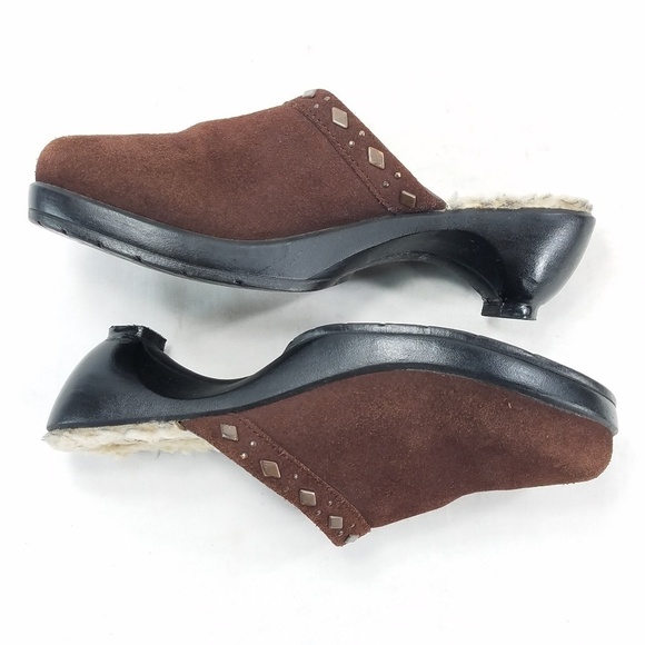 UGG Fiona Suede Mule Slip On Clog Shoes Brown Sz 8 Shearling 5546 Copper Studded - Picture 6 of 16